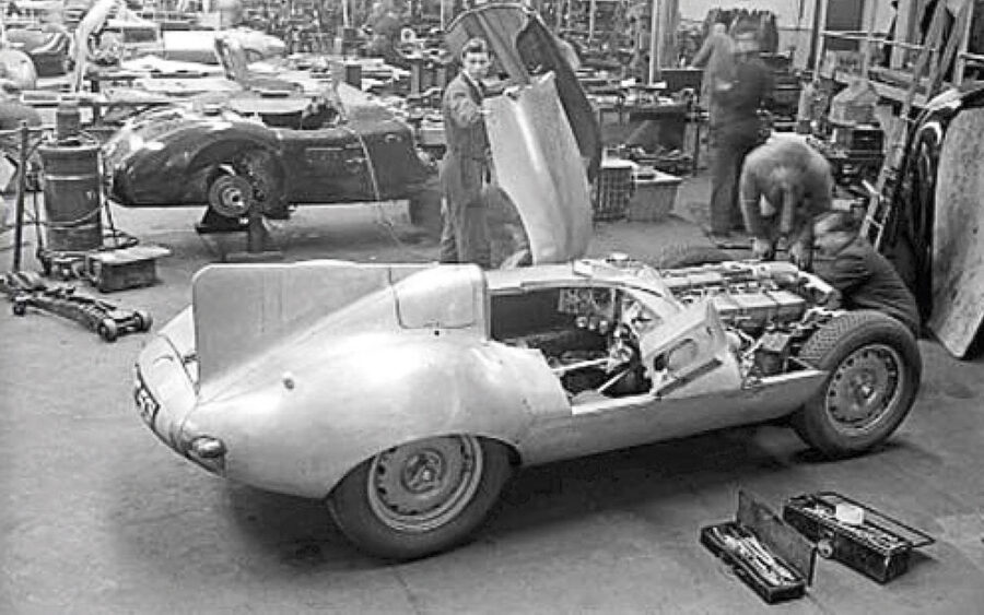 The first D-type is built alongside C-types in the competitions department during 1954