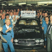 The first XJ40 rolls off the line in 1983