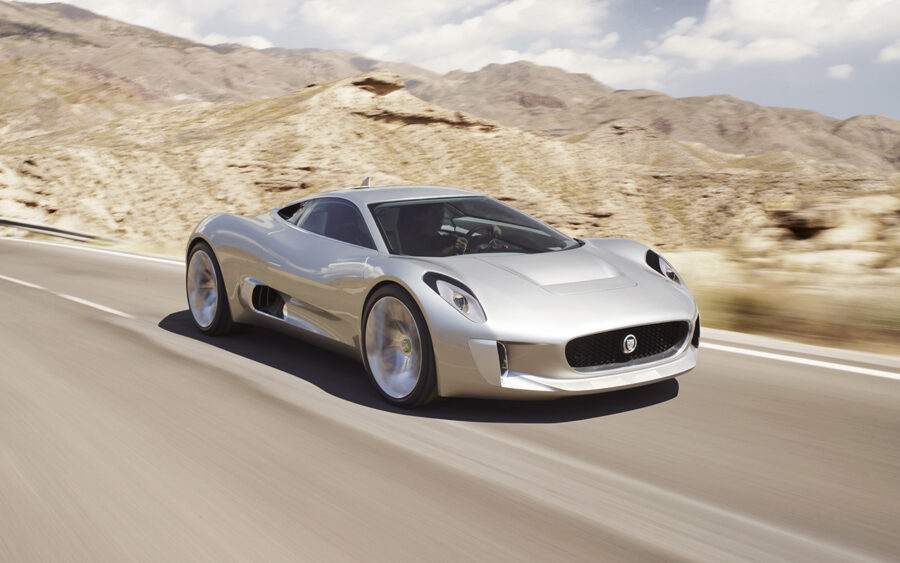 The C-X75 began life as an ambitious concept car powered by a hybrid-electric system incorporating two gas turbines