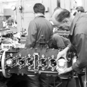 Assembly of the first 917 in the racing department at Zuffenhausen in 1969