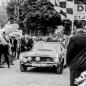 Mercedes 230 SL rally car driven by Eugen Böhringer and Klaus Kaiser in the Spa-Sofia-Liège Rally, August 1964