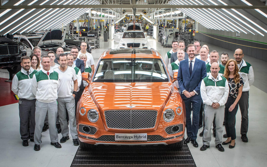 Bentley Bentayga Hybrid rolling off the line at Crewe